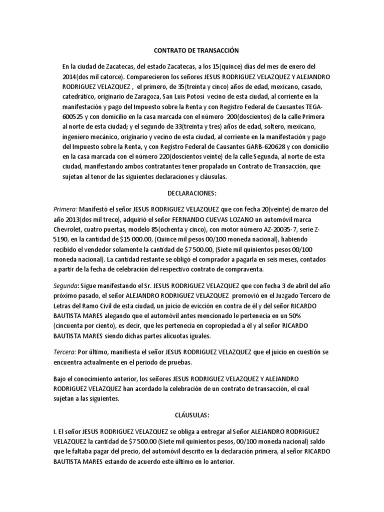 Contrato de Transacción | PDF