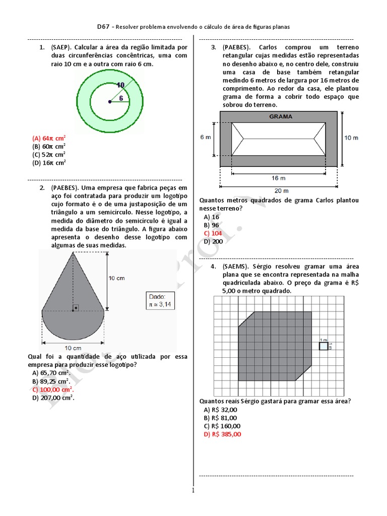 Cálculo de Área de Figuras Planas | PDF | Área