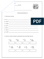 Teste de Matemática