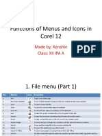 Functions of Menus and Icons in Corel 12 Kenshin Koman XII IPA A