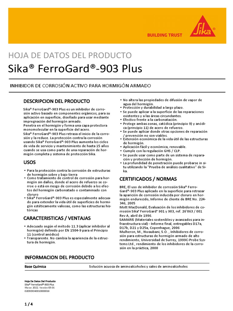 sika-ferrogard-903-plus-inhibidor-de-corrosi-n-pdf-hormig-n