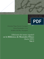 Ediciones de Teatro Espanol en La Biblioteca de Menendez Pelayo Hasta 1833 Vol 1 A D 1 1401
