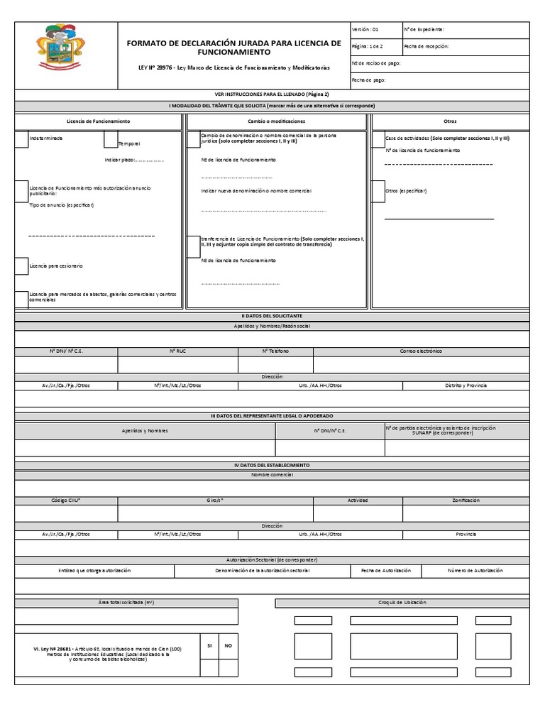 Formato de Declaración Jurada para Licencia | PDF