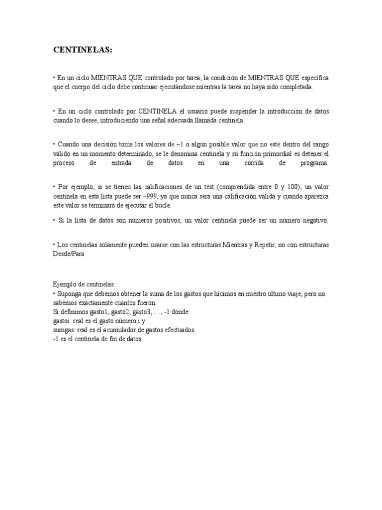 Uso de Centinelas en Programación | PDF | Algoritmos | Entero