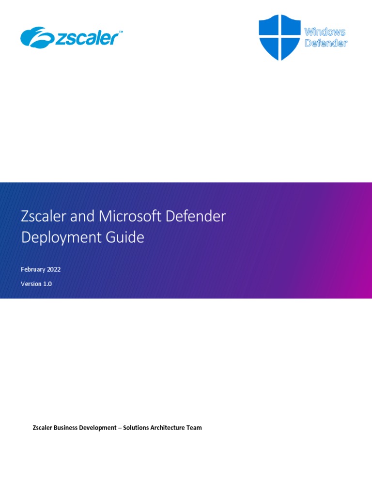 Zscaler Microsoft Defender Deployment Guide PDF Malware Cloud