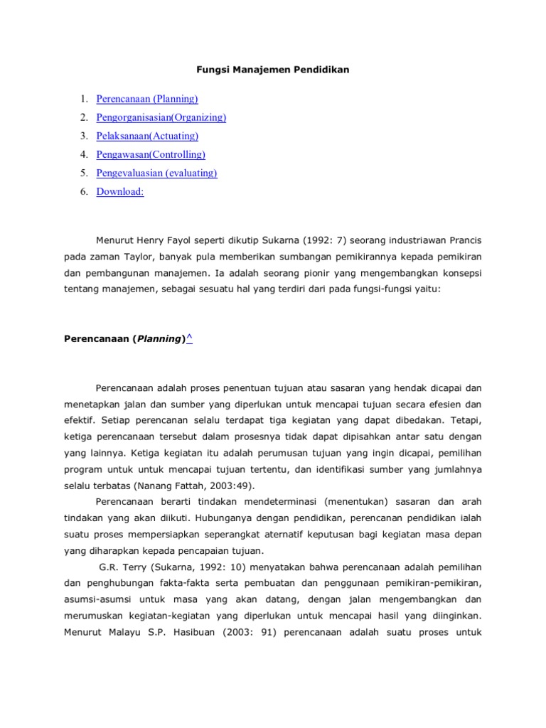 Fungsi Manajemen Pendidikan