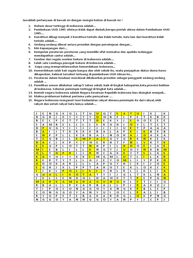Word Square | PDF | Kajian Bahasa Asing