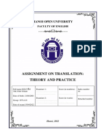 Assignment On Translation: Theory and Practice: Hanoi Open University