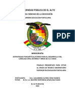 Estrategias Fonoarticulatorias para El Desarrollo Del Lenguaje Oral en Niñas y Niños de 4 A 5 Años