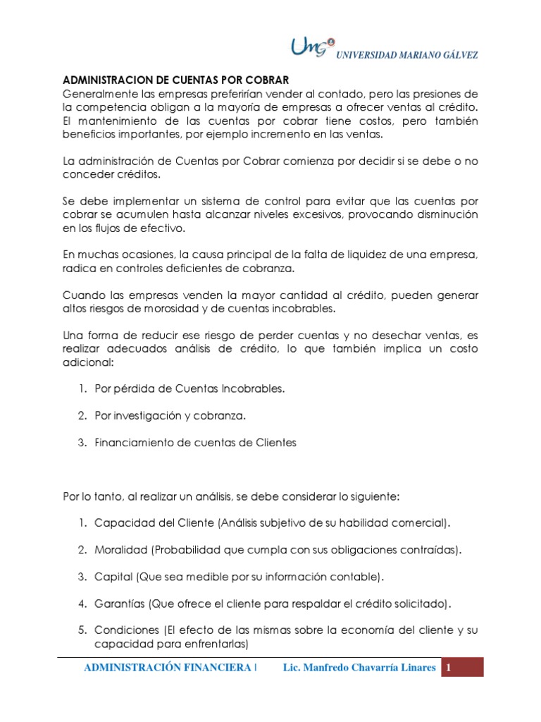 Administración de Cuentas por Cobrar | PDF | Economias