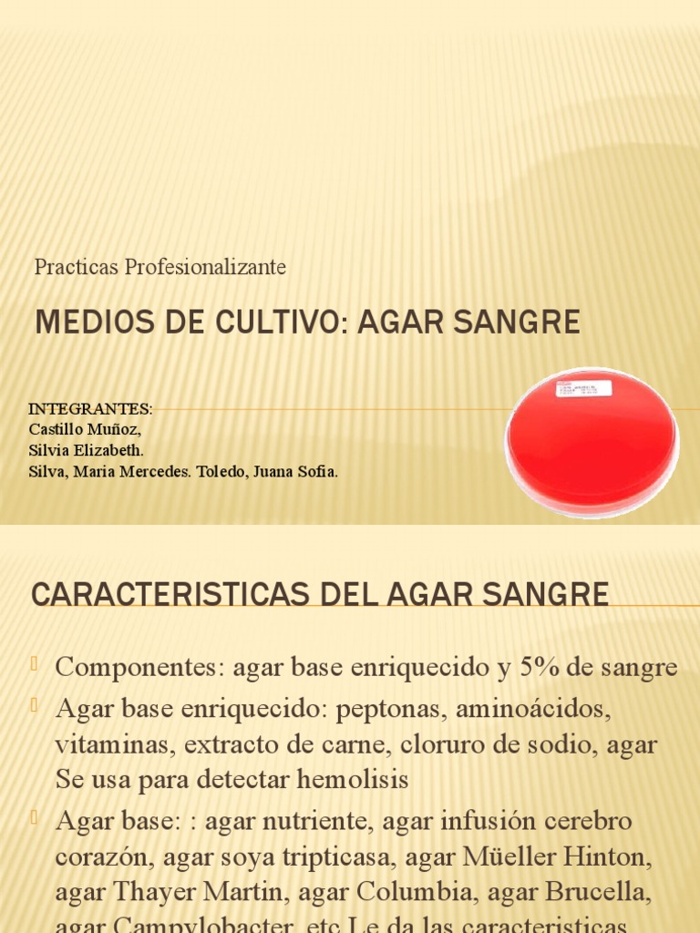 Medios de cultivo Agar Sangre presentacion PDF