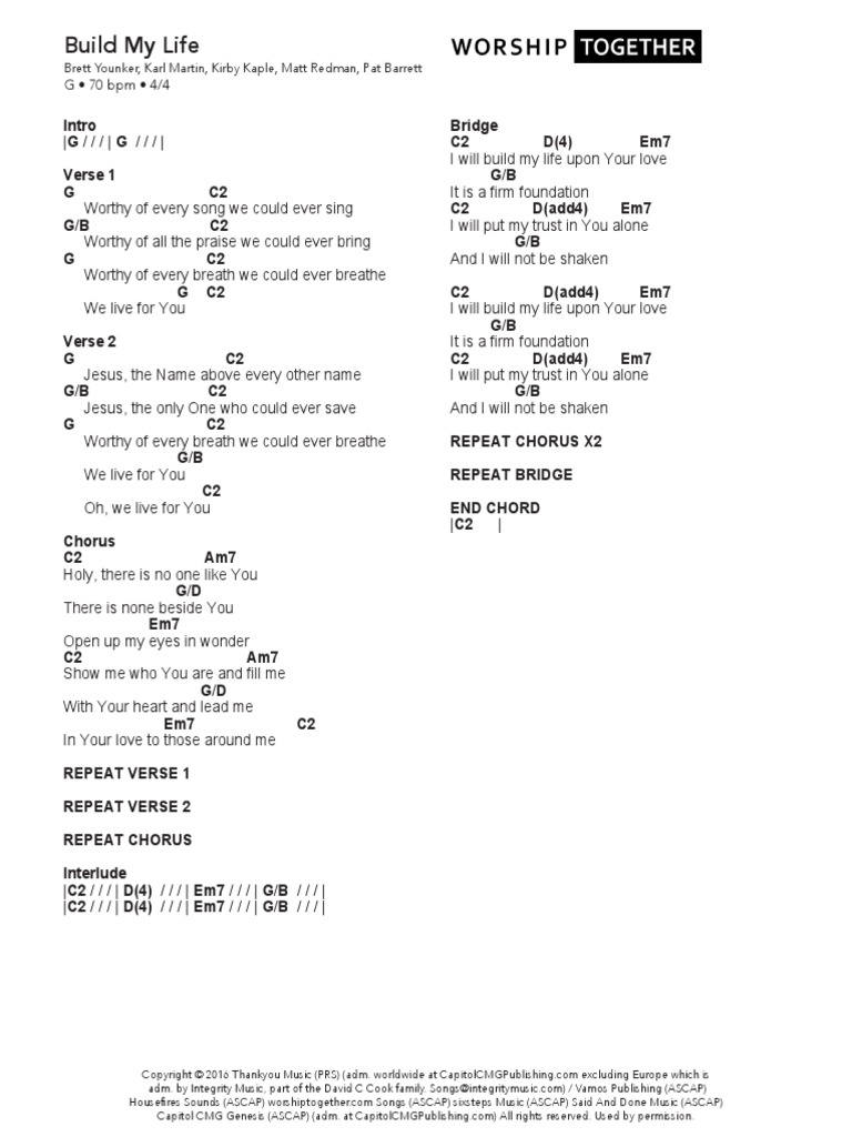 Build My Life - Matt Redman (G:C) | PDF | Song Structure