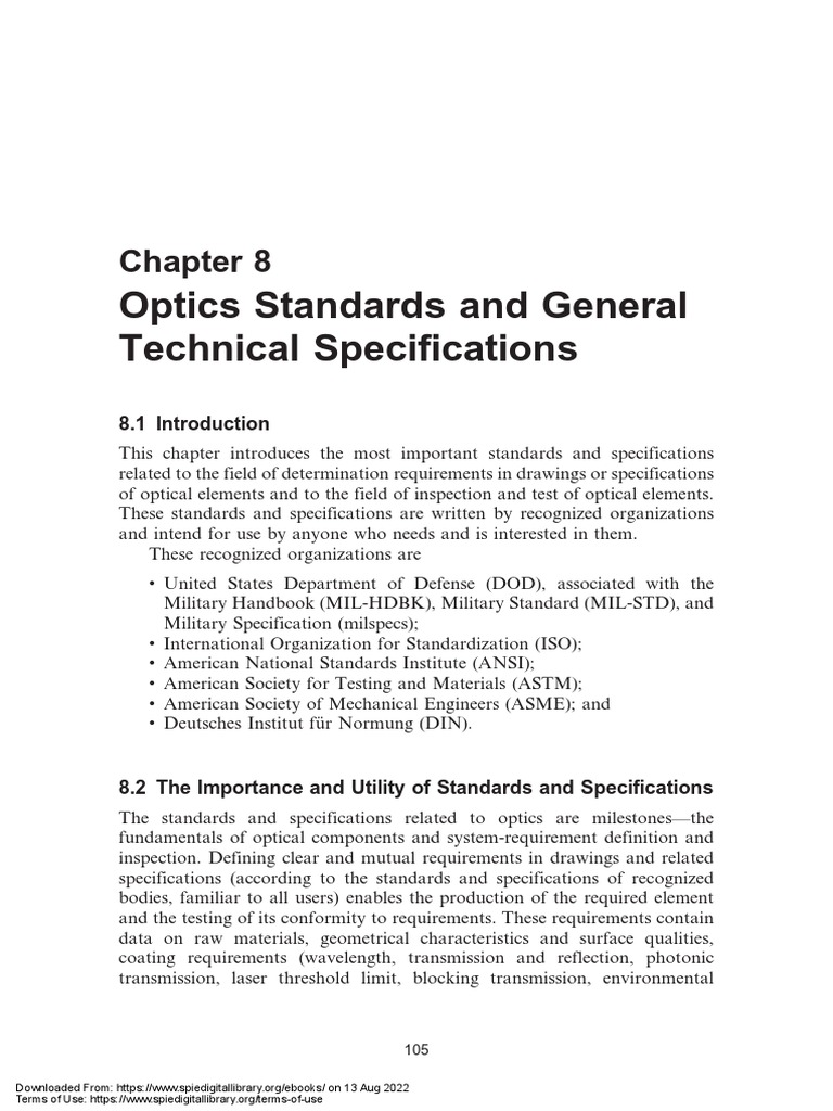Optics Standards and Specifications Overview | PDF | Specification ...