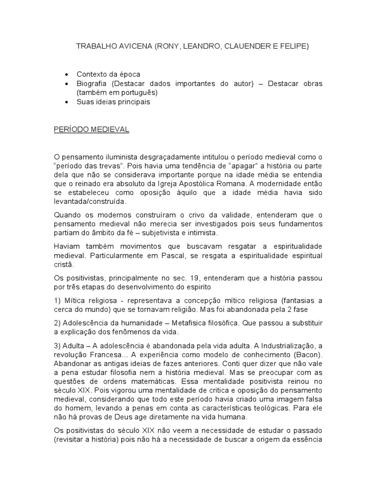 Visão Introdutoria Período Medieval | PDF | Fé | Idade Média