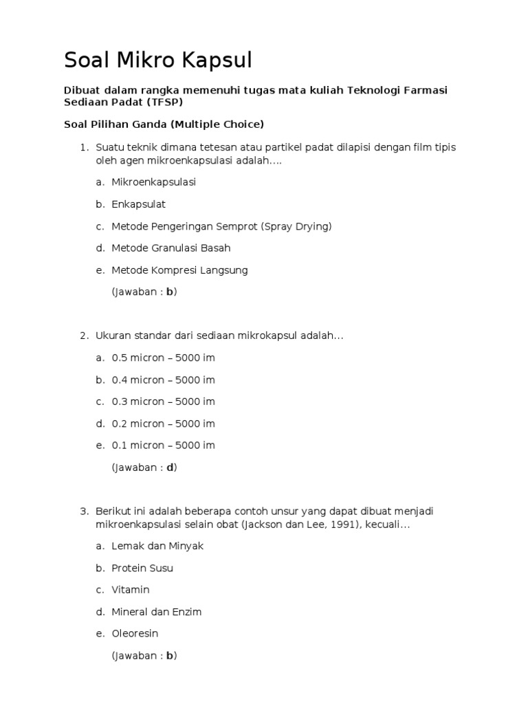 Soal Mikro Kapsul Tfsp