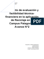 "Proyecto de Evaluación y Factibilidad Técnica-Financiera en La Aplicación de Reciclaje en El Campus Patagonia" N°2