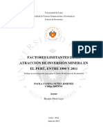 Factores Limirtabntes en La Atraccion Inversion Minera Peru 1990-2011