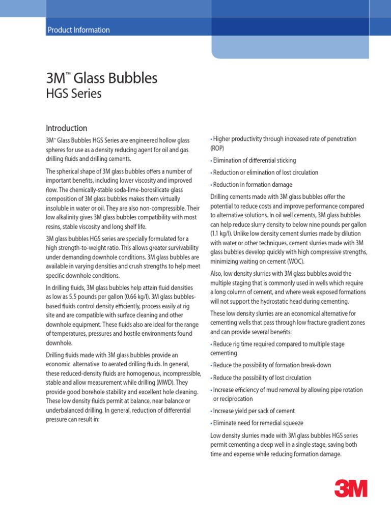3m Glass Bubbles Hgs Series Pdf Oil Well Density