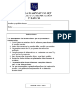 Prueba diagnóstico SEP 2o Básico Lenguaje y Comunicación