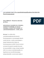 Les Acteurs Face À La Constitutionnalisation Du Droit de L'environnement - Conseil Constituti