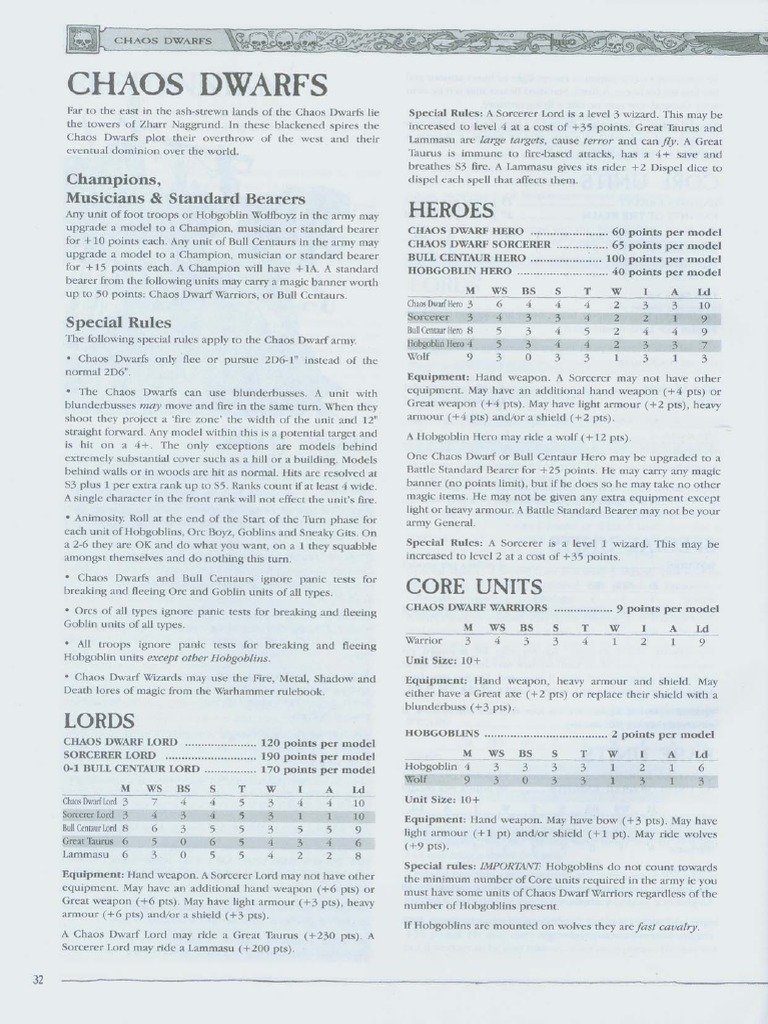 WFB 6th Chaos Dwarfs | PDF