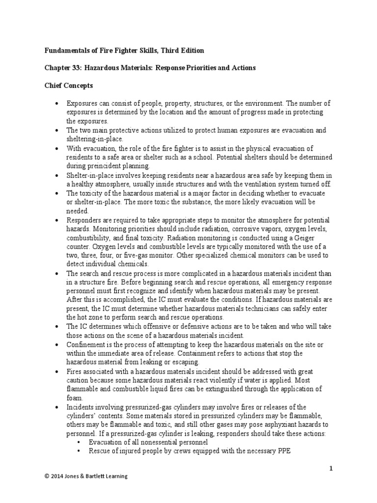 Chapter 33 Hazardous Materials Response Priorities and Actions | PDF ...
