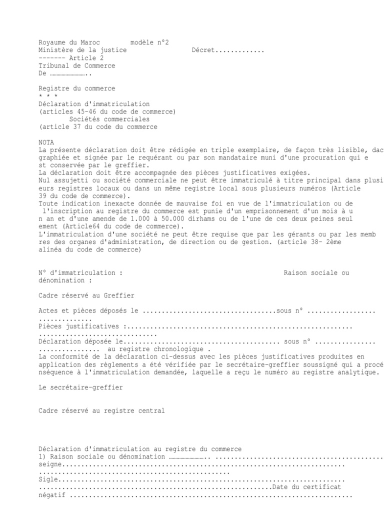 Extrait Du Registre Du Commerce En Anglais