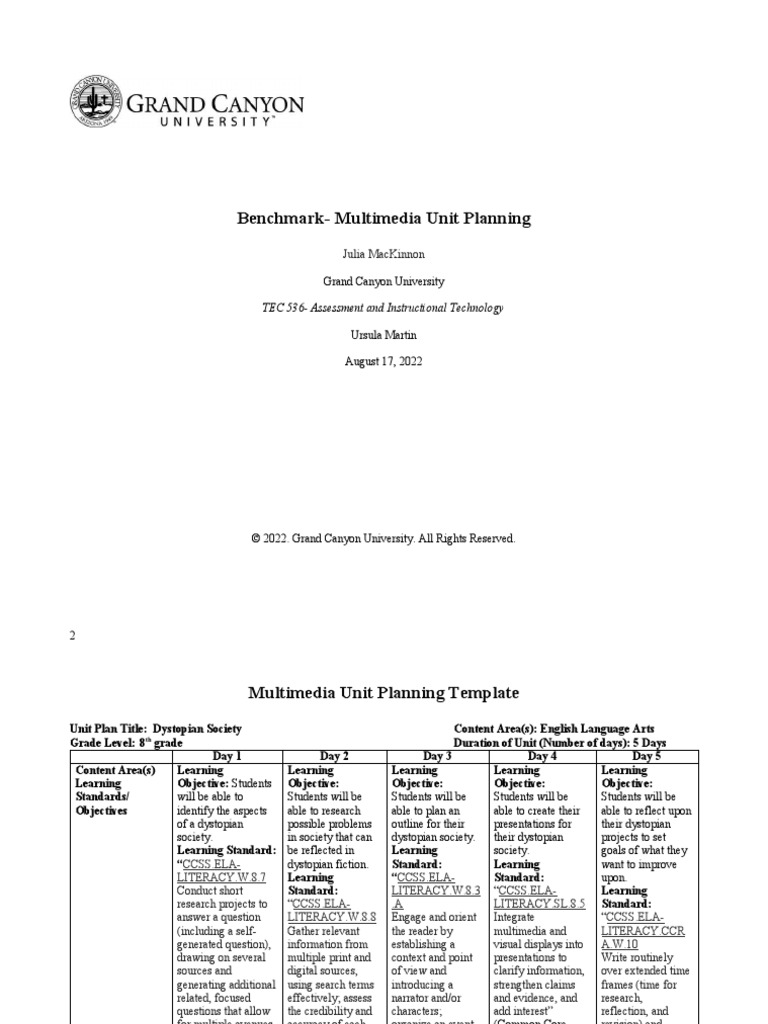 Tec 561 Rs Multimedia Unit Planning Template | PDF | Project Based ...