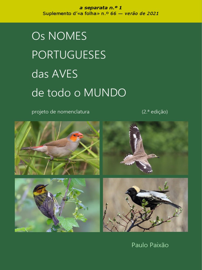 Nomes Portugueses das Aves do Mundo | PDF | Taxonomia (Biologia) | Science, image size:768x1024