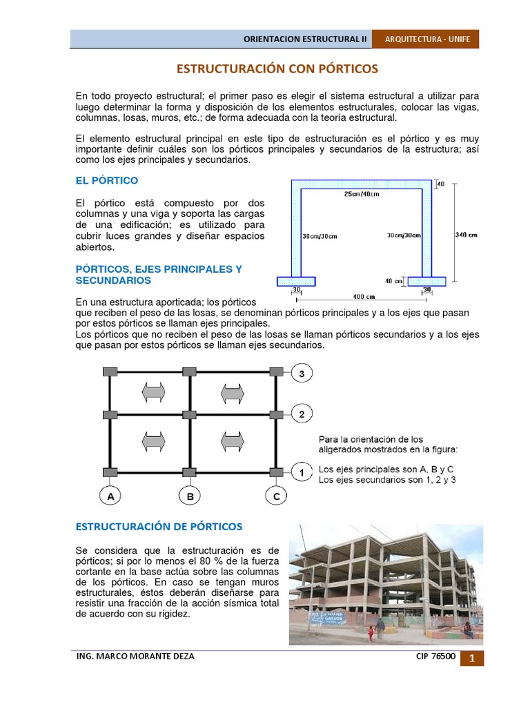 Estructuración de Pórticos en Concreto | PDF | Hormigón | Rigidez