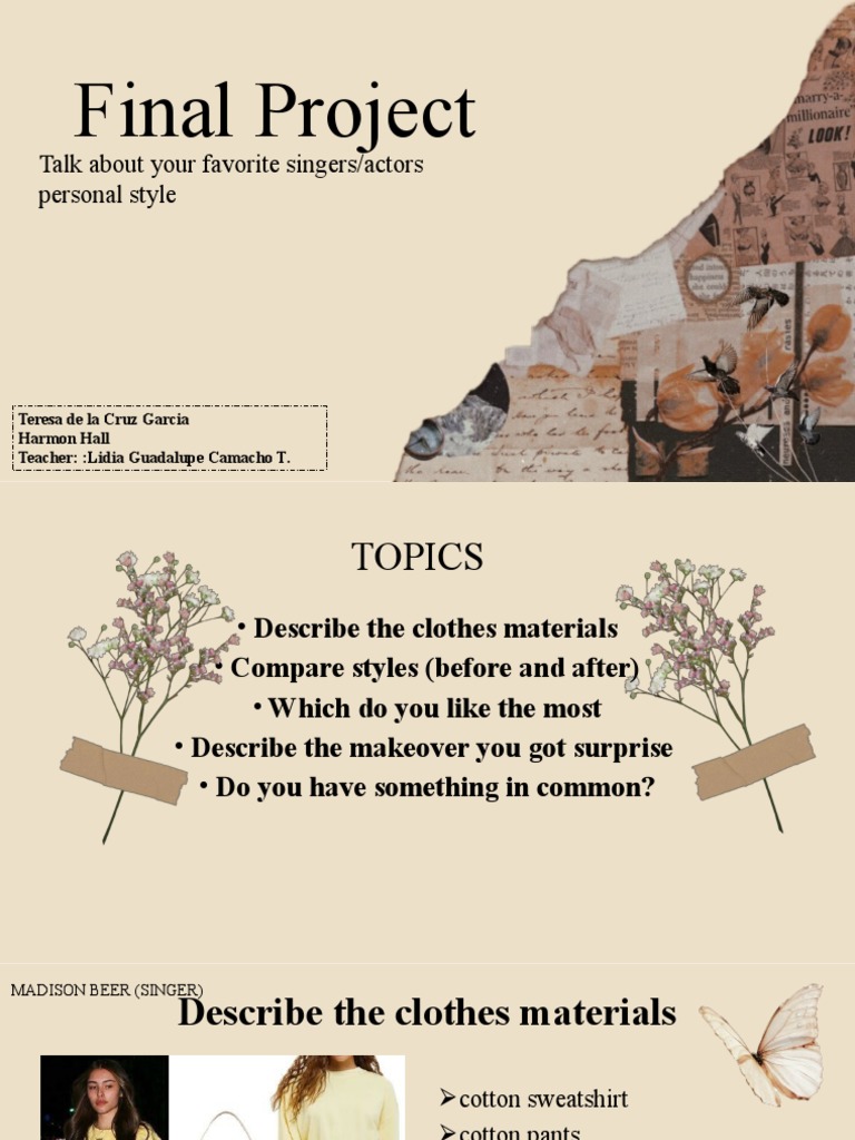 Final Project: Talk About Your Favorite Singers/actors Personal Style | PDF
