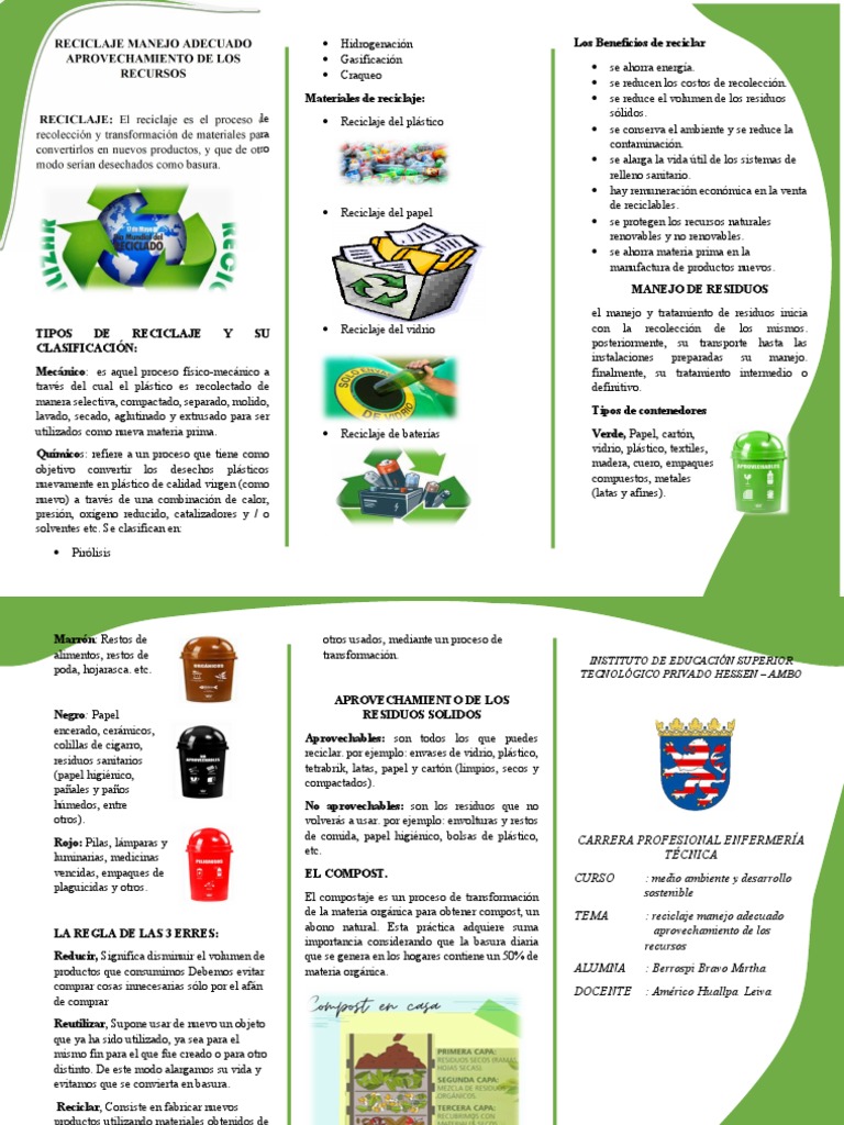 Tríptico sobre el reciclaje educativo | PDF | Reciclaje | Residuos