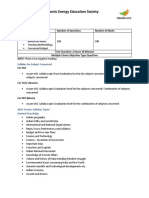 Atomic Energy Education Society: AEES Teacher Exam Pattern Name of The Subject Number of Questions Number of Marks