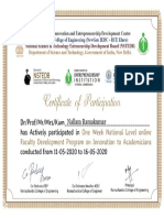 Certificate For Nallam Ramakumar For - One Week National Level Onl...