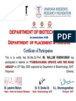 Department of Biotechnology Department of Placement & Training