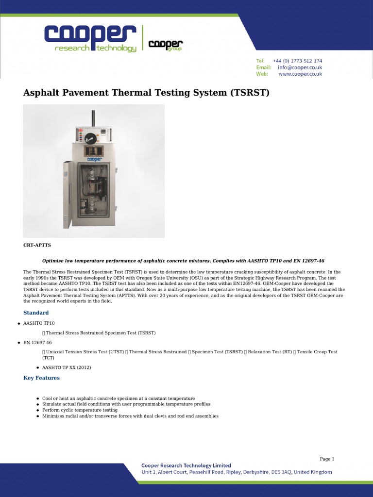Asphalt Pavement Thermal Testing System (TSRST) : Standard | PDF ...