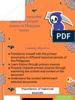 Content and Contextual Analysis of Primary Sources in Philippine History