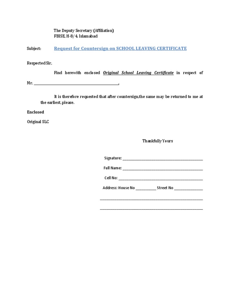 Request for Countersign on SLC | PDF | Language Arts & Discipline