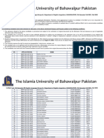 1st Merit List | BS English Language (Group-A) | Bahawalpur | Fall 2022