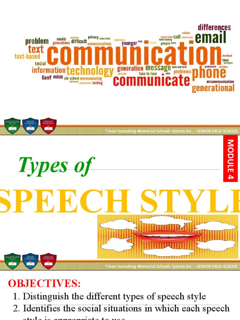 Types of Speech Style PDF Speech Human Communication