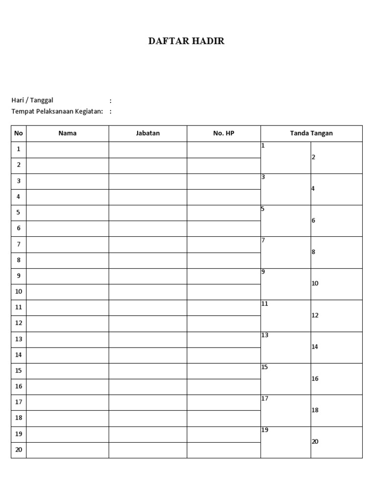 File Daftar Hadir