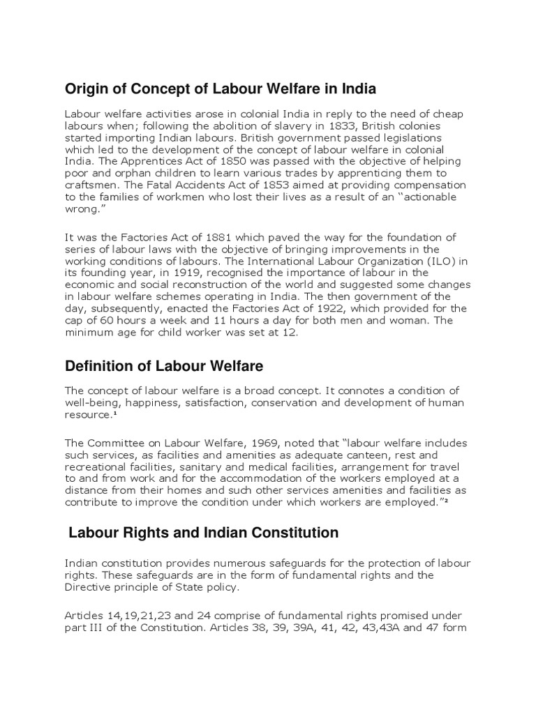 Constitutional Pres Labour Welfare in India | PDF | Labour Law | Justice