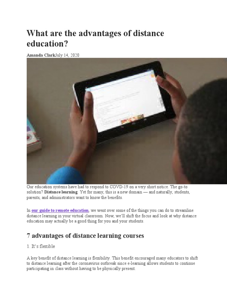 The Advantages of Distance Education PDF Distance Education