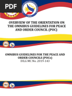 Overview of The Orientation On The Omnibus Guidelines For Peace and Order Council (Poc)