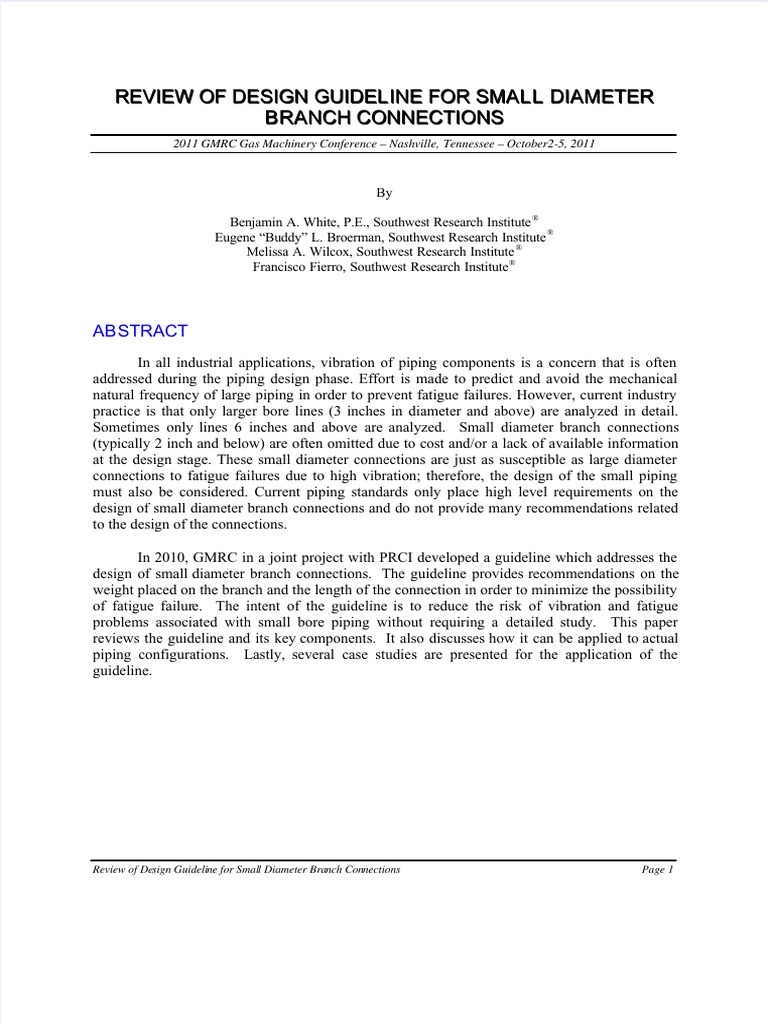 Dokumen - Tips - Review of Design Guideline For Small Diameter Branch ...