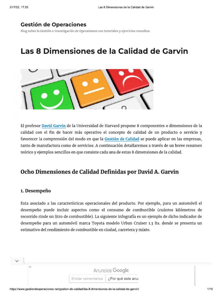 Las 8 Dimensiones de La Calidad de Garvin | PDF