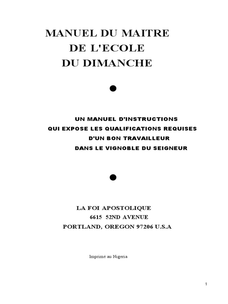 Manuel du Maître de l'École du Dimanche | PDF | Jésus | Dieu