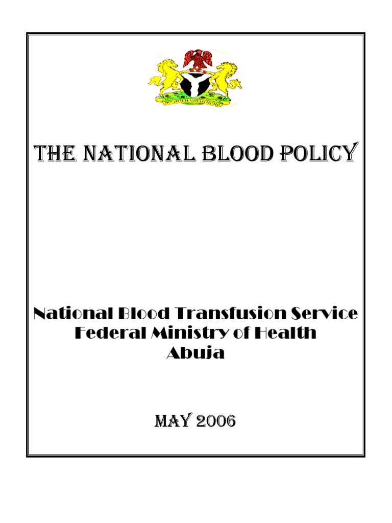 Nigeria's National Blood Policy Overview | PDF | Blood Donation | Blood ...
