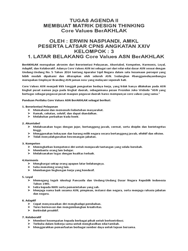 Core Values ASN BerAKHLAK | PDF