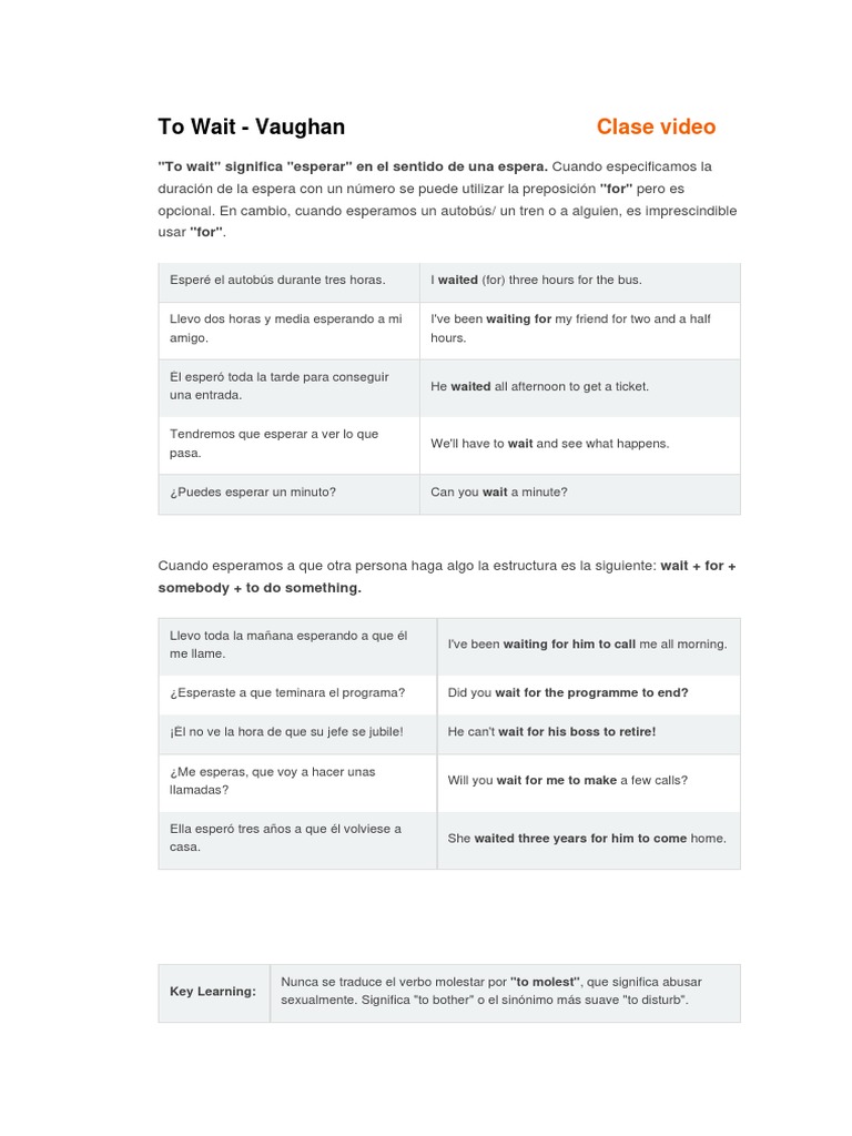 To Wait Meanings and Examples PDF